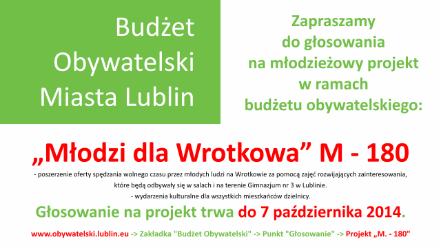 Młodzi Dla Wrotkowa | Projekt M-180 w ramach Budżetu Obywatelskiego Miasta Lublin